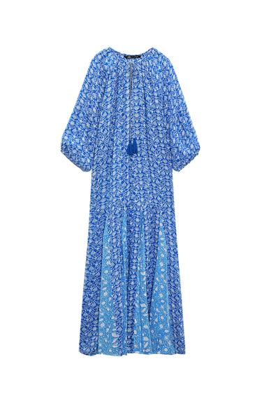 DOTTED MESH PRINTED MIDI DRESS