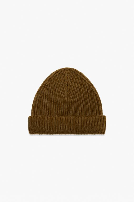 Gerippte Strickmütze - Dunkles Khaki von Zara - Bild 0