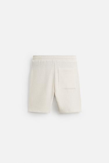 TEXTURED JOGGER BERMUDA SHORTS - Ecru by Zara - Image 7