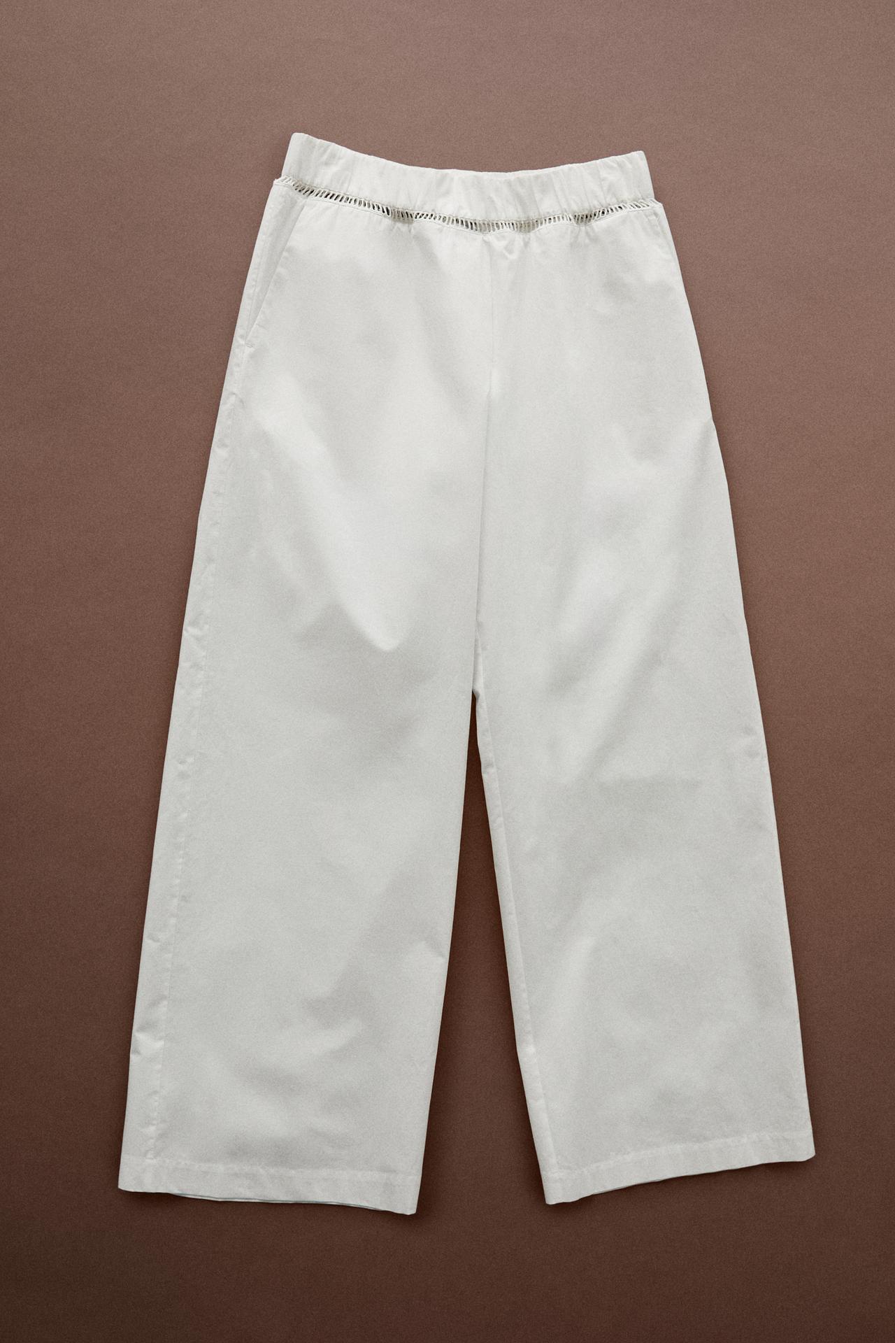 100% cotton elasticated pants - STUDIO — Oyster-white