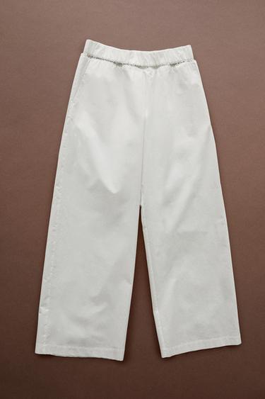100% cotton elasticated pants - STUDIO — Oyster-white 1