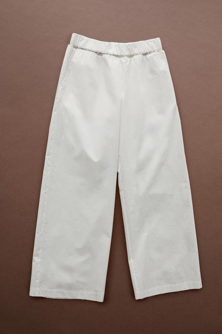 100% cotton elasticated pants - STUDIO — Oyster-white