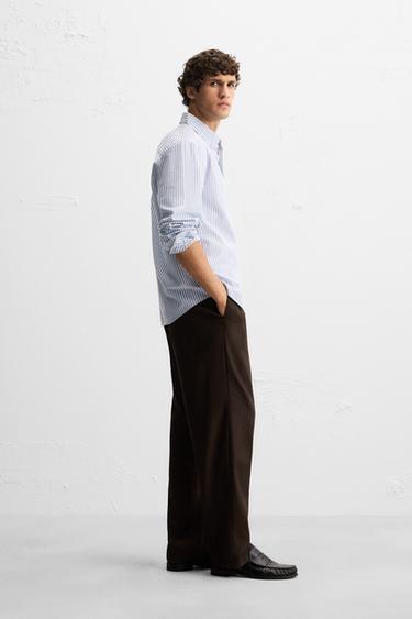 TEXTURED OXFORD SHIRT - White / Sky blue by Zara - Image 3