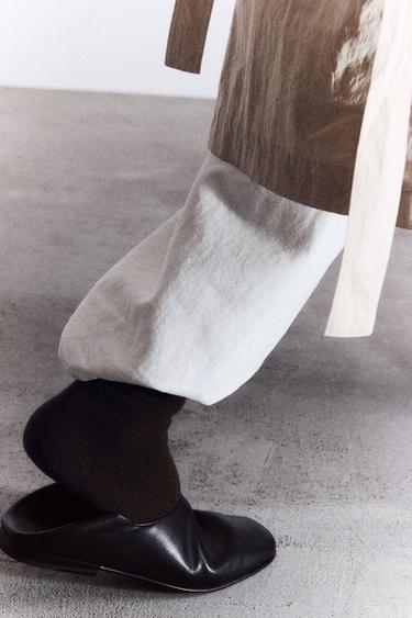 Zara LEATHER LOAFERS - Black