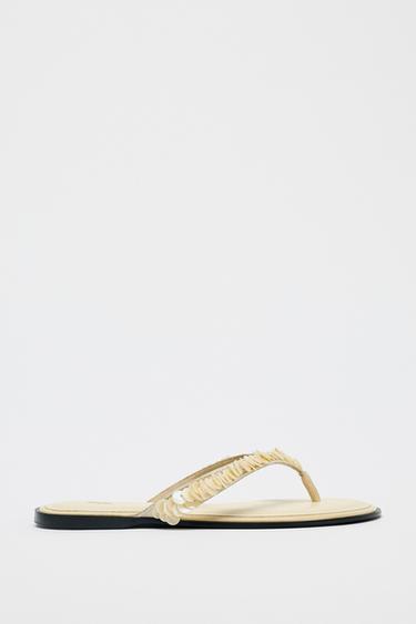 BEADED STRAP SANDALS - Beige by Zara - Image 0