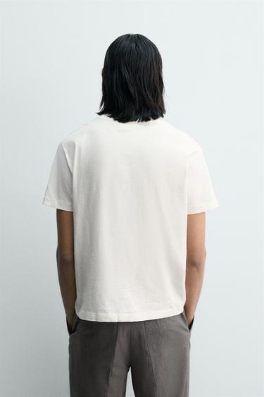 BOXY FIT FADED SLOGAN T-SHIRT - Ecru by Zara - Image 2