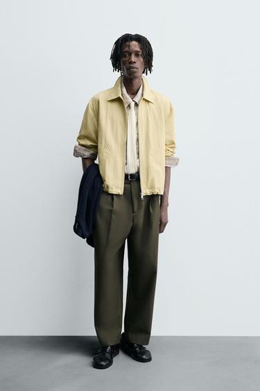 STRUCTURED CROPPED FIT JACKET - Light yellow by Zara