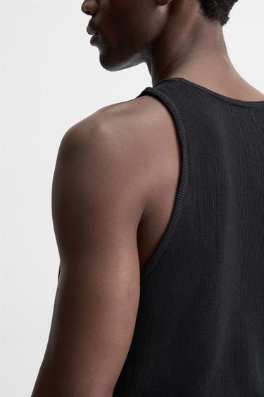 KNITTED TANK TOP - Black by Zara - Image 4