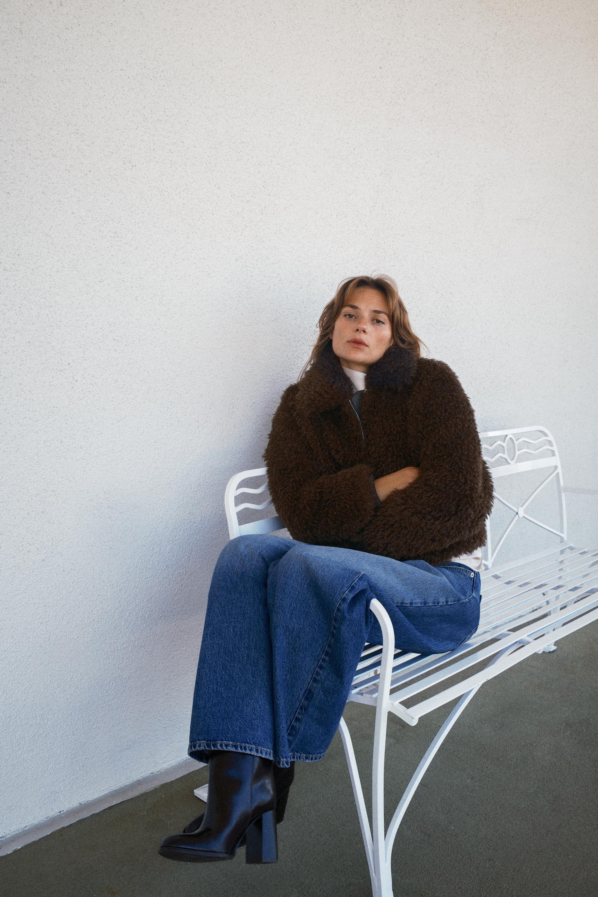 SHORT LONG FLEECE COAT - Brown | ZARA United States