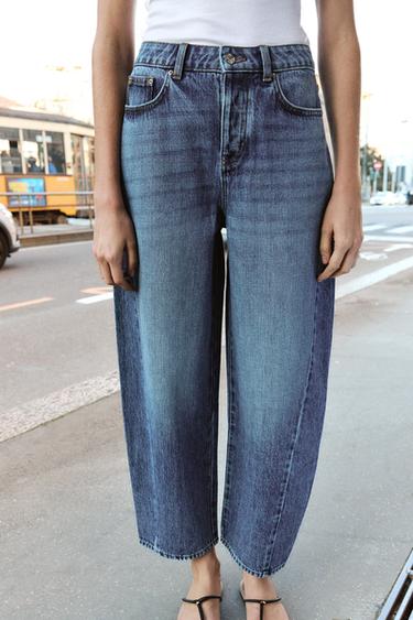 Z1975 HIGH-WAIST BARREL JEANS WITH SEAMS - Mid-blue by Zara