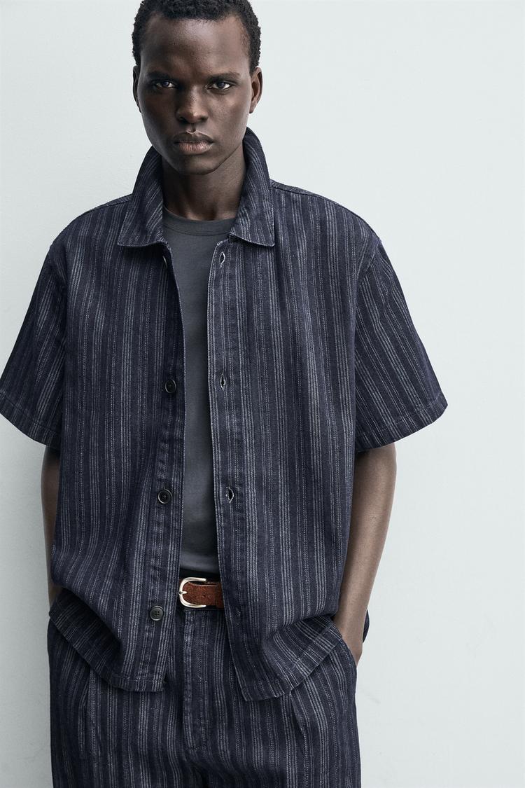 ZARA RELAXED FIT STRIPED JACQUARD SHIRT