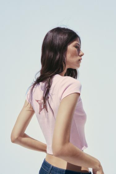 COTTON MODAL TEXT T-SHIRT - Pink by Zara - Image 3