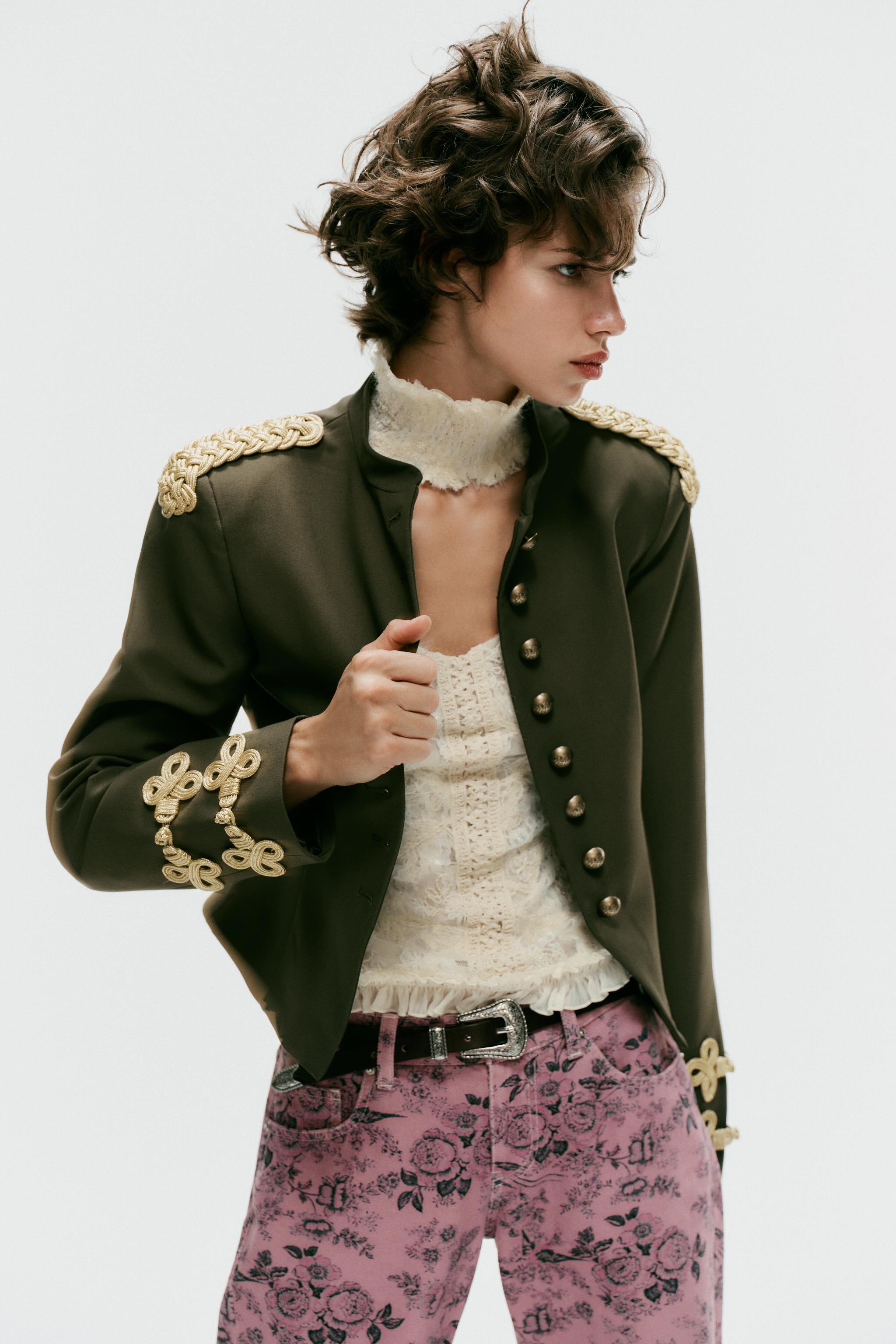 Женские пиджаки Zara FROG FASTENING BUTTON BLAZER — фото 4