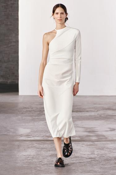 ROBE CHOKER ASYMÉTRIQUE - Écru de Zara