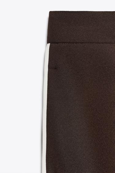STRAIGHT-LEG TROUSERS WITH SIDE STRIPE - Brown by Zara - Image 8