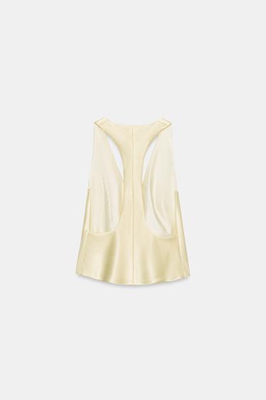 GILET SATINÉ À DEUX RANGÉES DE BOUTONS - Jaune clair de Zara - Image 6