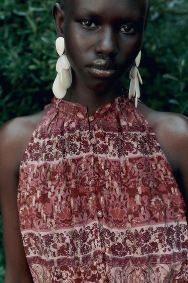 PATCHWORK PRINT MINI DRESS WITH BELT - Fuchsia by Zara - Image 1