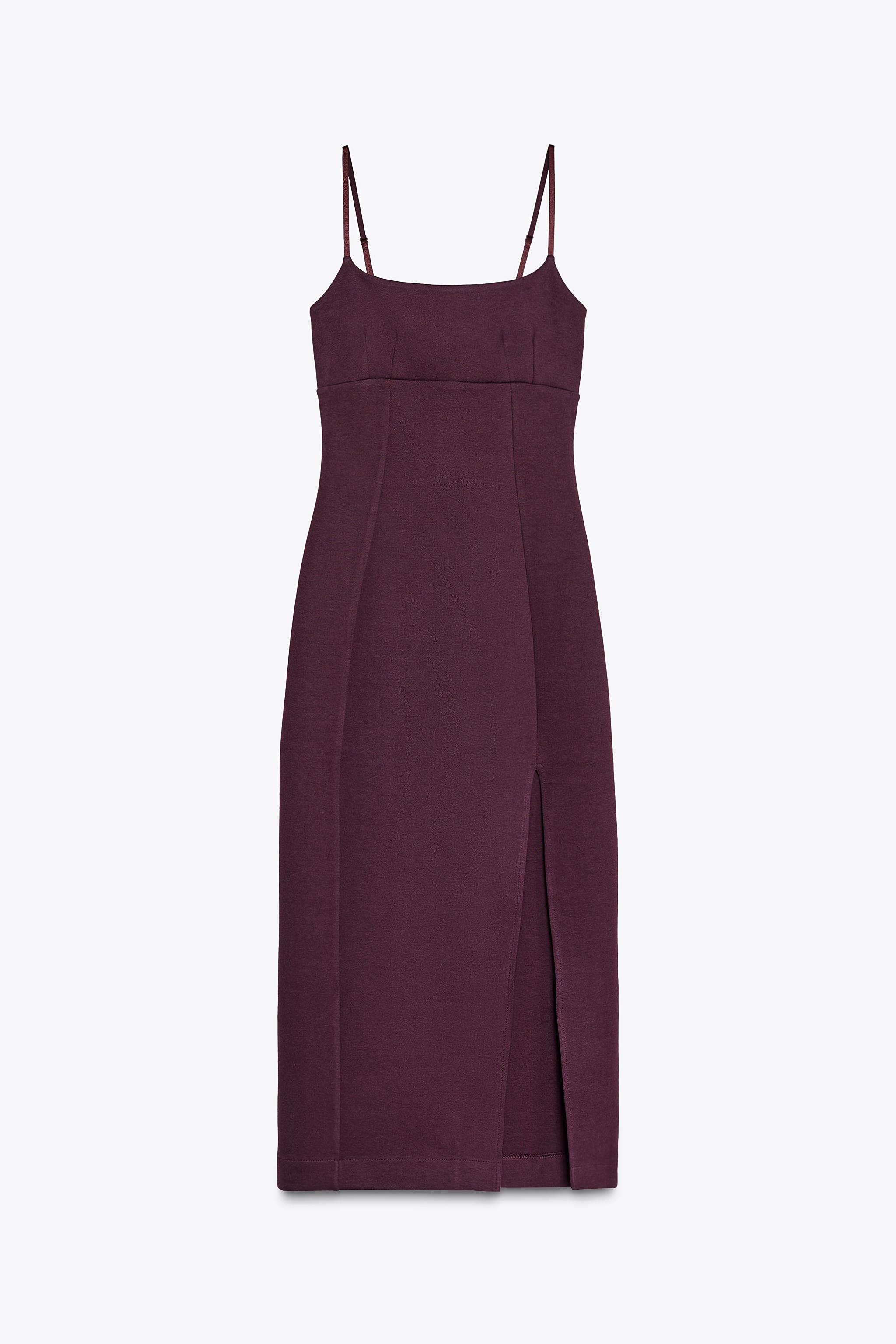 インターロックニット ストラップワンピース - ワイン | ZARA