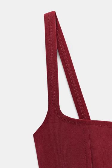 STRETCH CORSETRY-INSPIRED TOP - Dark red by Zara - Image 6