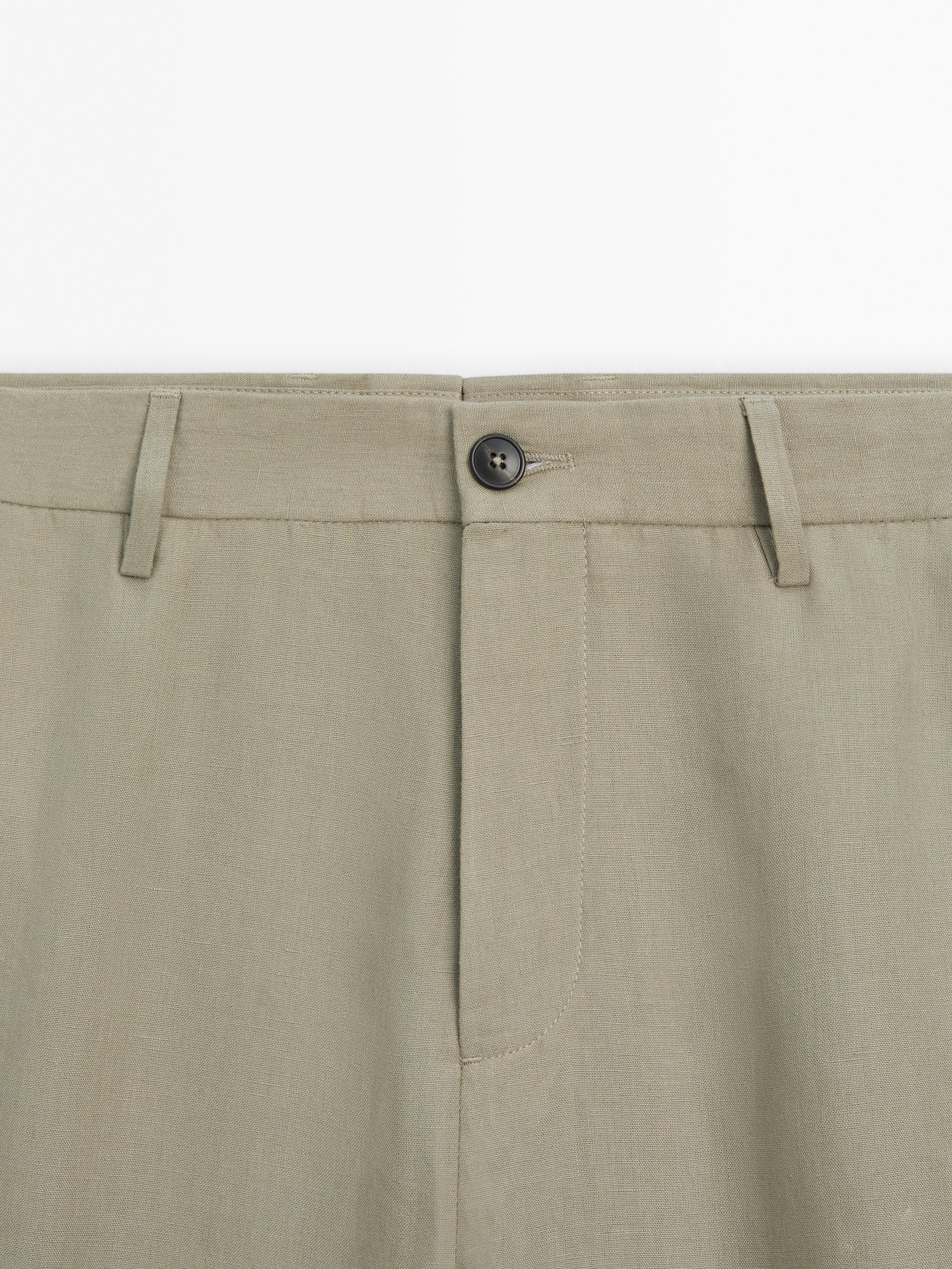 Pantalon de costume en lin à taille élastique