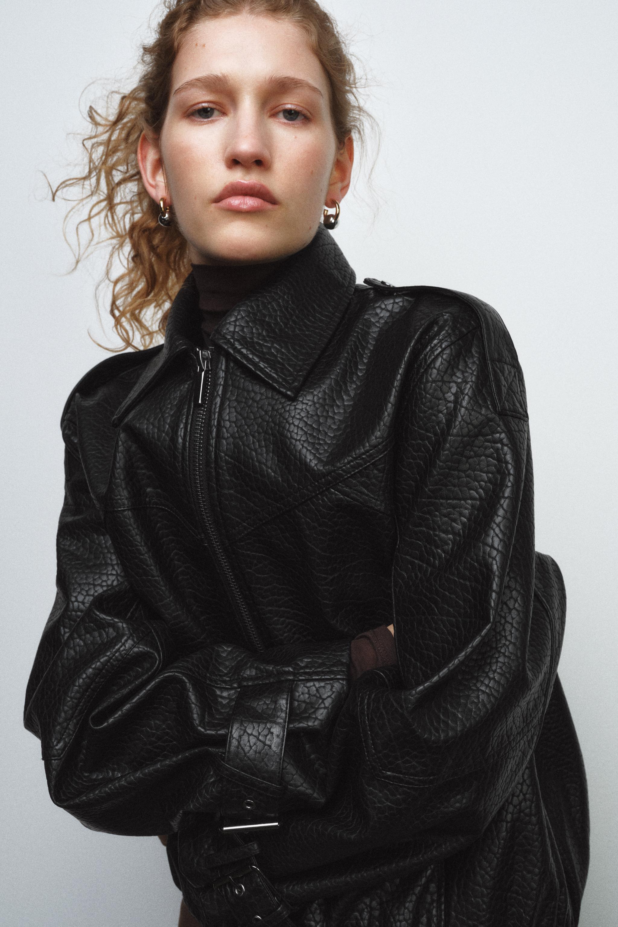 FAUX LEATHER BOMBER JACKET ZW COLLECTION