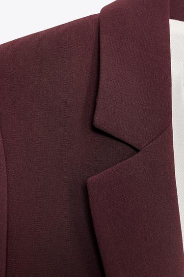 PRINTED CUFF BLAZER - Burgundy by Zara