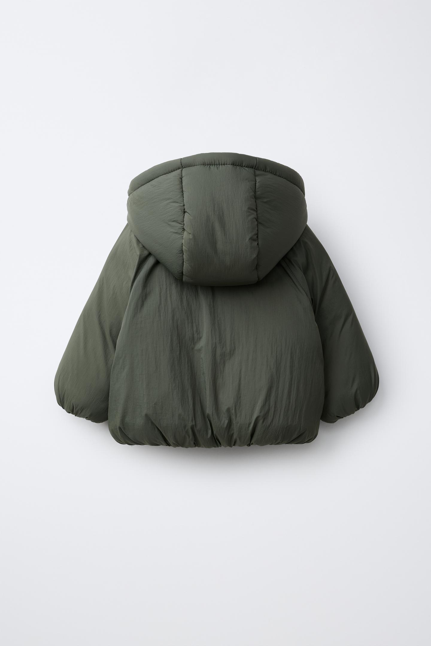 Детская куртка Zara Water-Repellent Nylon, цвет: Тёмный зелёный — фото 2
