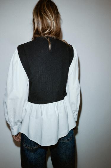 BLOUSE BIMATIÈRE EN POPELINE - Noir de Zara - Image 3