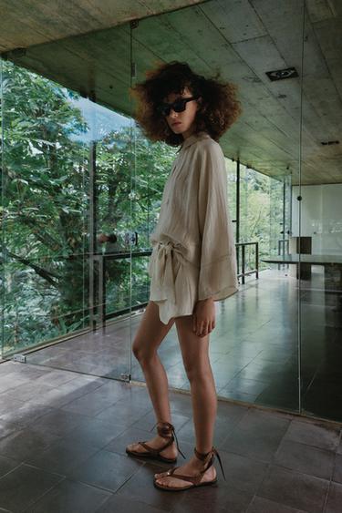 BLOUSE RUSTIQUE ENTRE-DEUX - Beige clair de Zara - Image 3