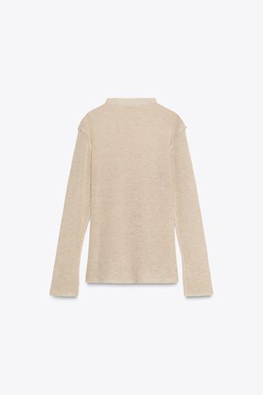 PULL EN MAILLE À COL CHEMINÉE - Sable de Zara - Image 5