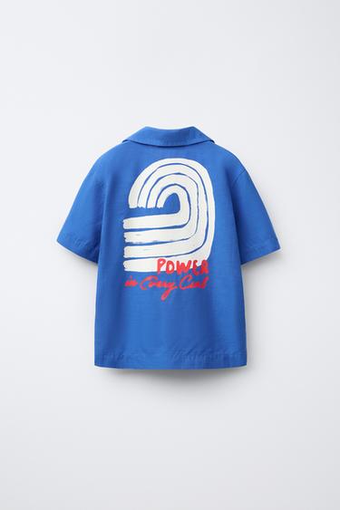 CHEMISE SAC BOWLING INSCRIPTION - Bleu roi de Zara - Image 1