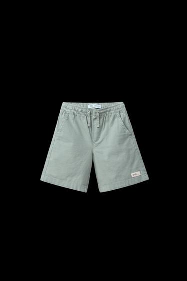 Zara COTTON LABEL BERMUDA SHORTS - Light turquoise - Image 0