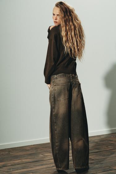 TRF OVERSIZE HIGH-WAIST JEANS - Brown by Zara - Image 5
