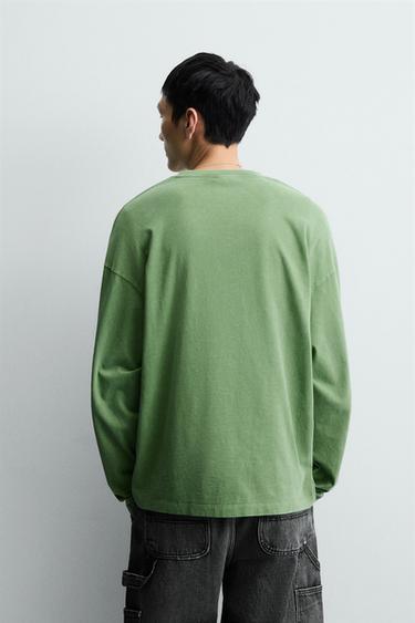 T-SHIRT LAVÉ À INSCRIPTIONS - Vert clair de Zara - Image 2