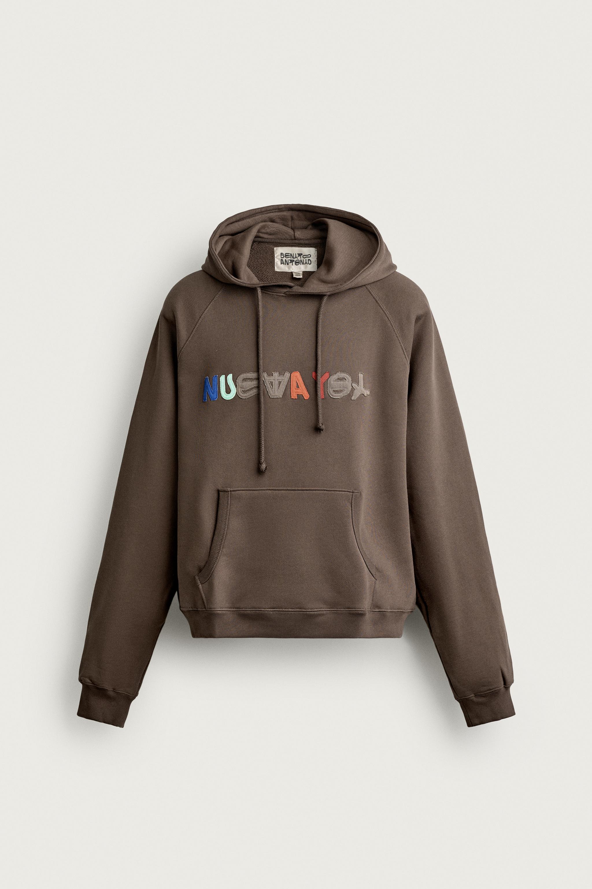 Zara NUEVA YOL YAMALI KAPÜŞONLU SWEATSHIRT
