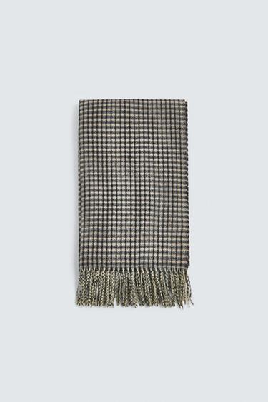 Zara PLAID SCARF - Black - Image 0