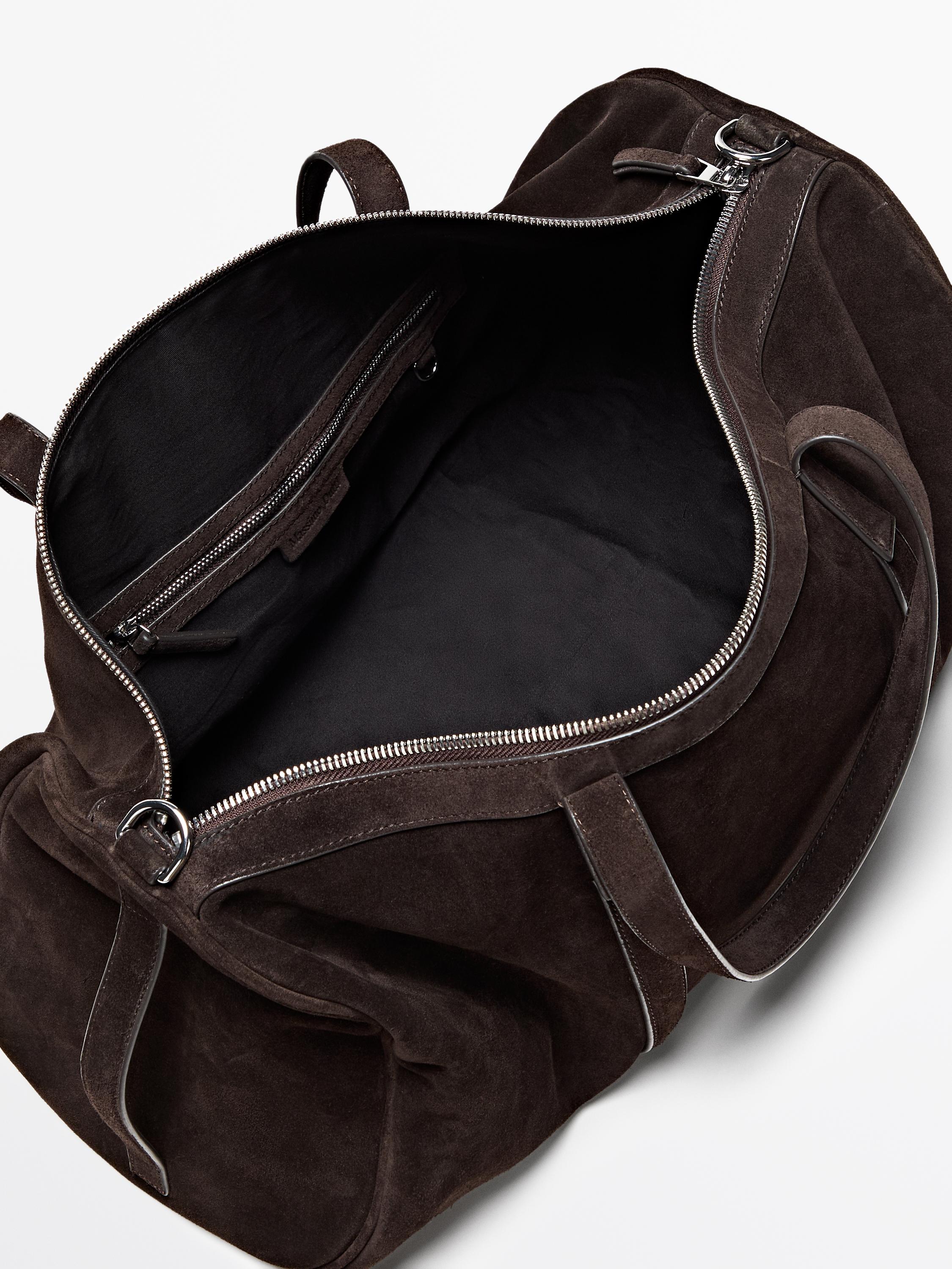 Suede leather travel bag