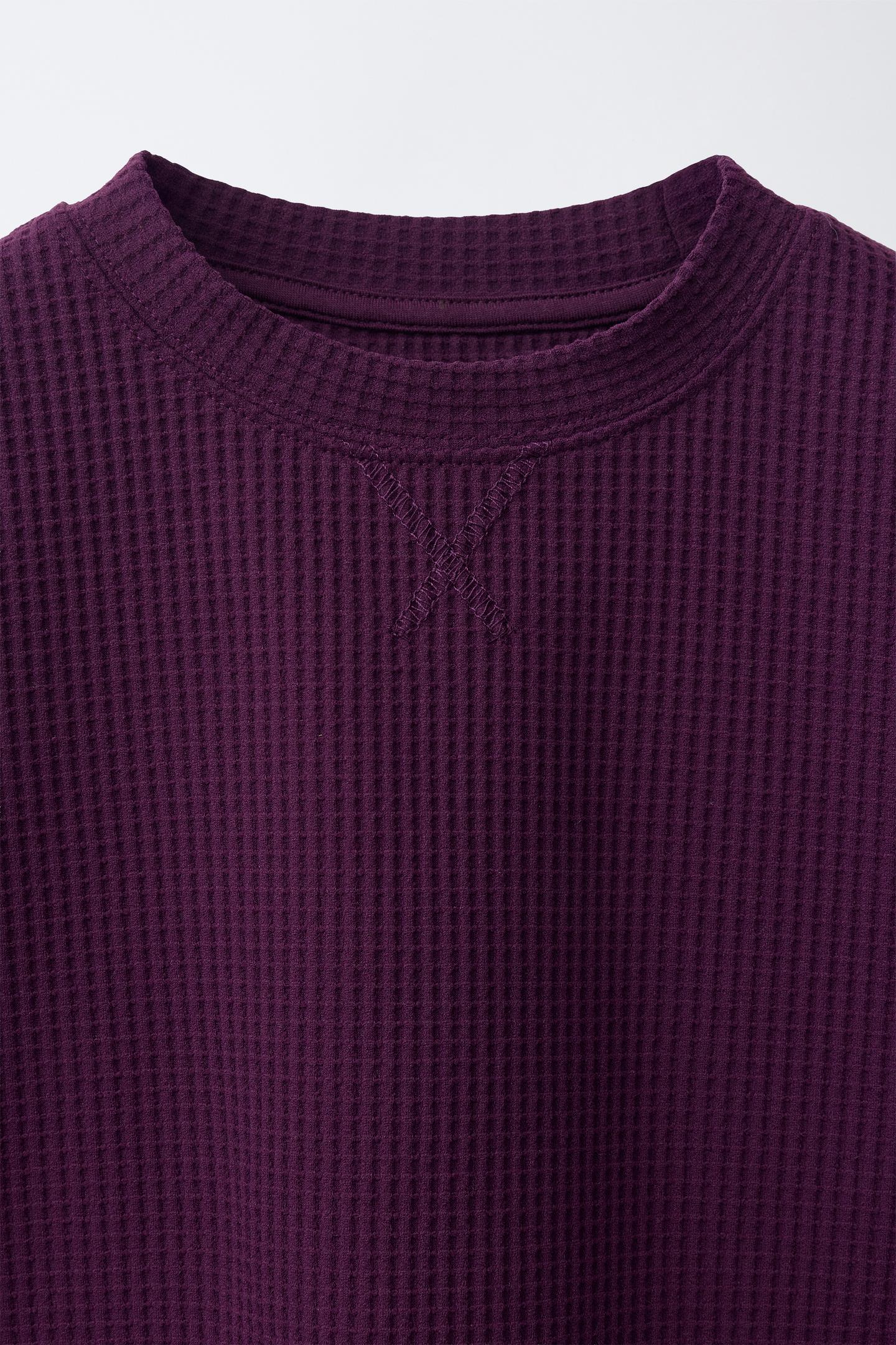 Детская футболка Zara Waffle with Label, цвет: Фиолетовый — фото 4
