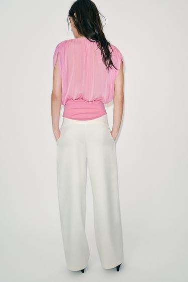 TOP BIMATIÈRE EN GEORGETTE - Rose de Zara - Image 4