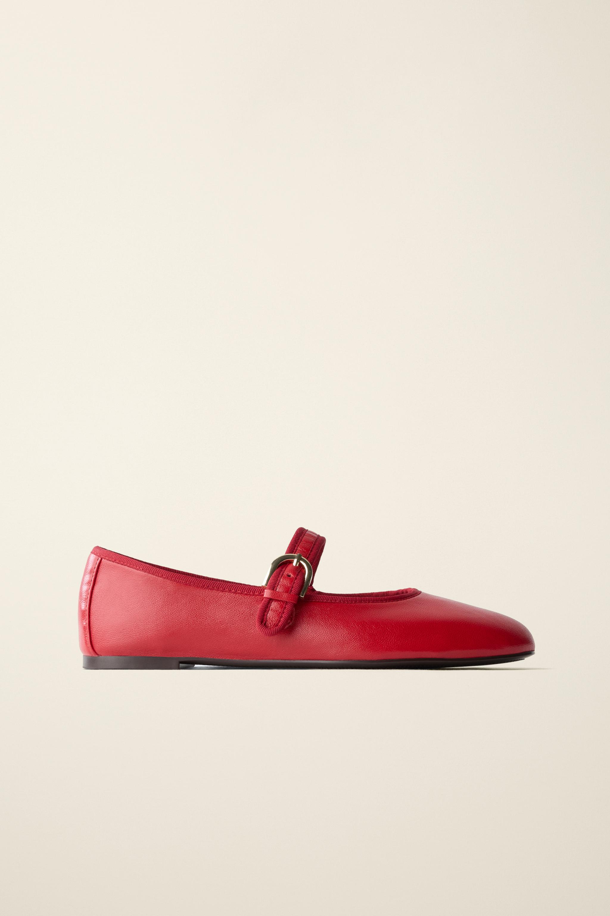 LEATHER BALLET FLATS CREATED BY CARAMEL LONDON X ZARA - Red | ZARA