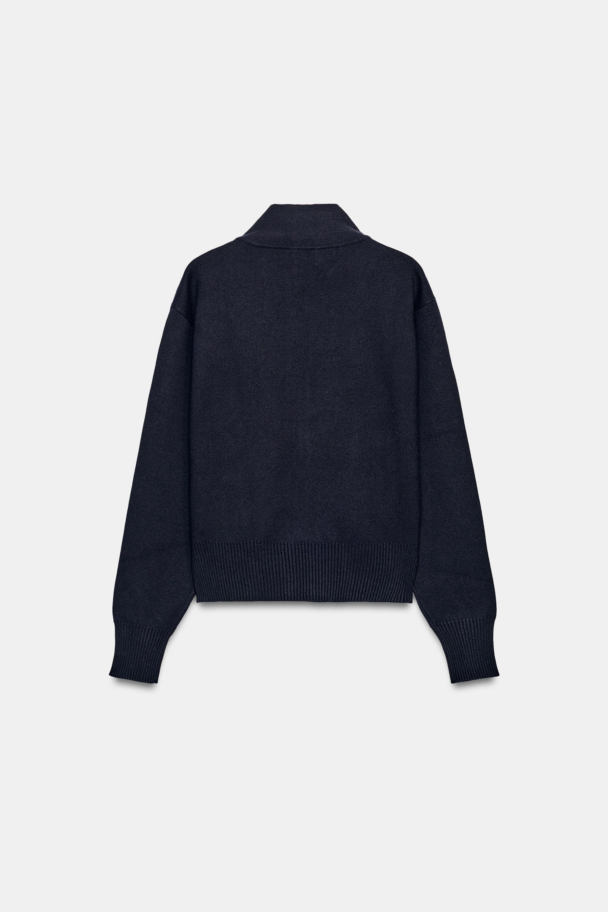 CASACO DE TRICÔ COM ZÍPER - Azul-marinho | ZARA Brasil