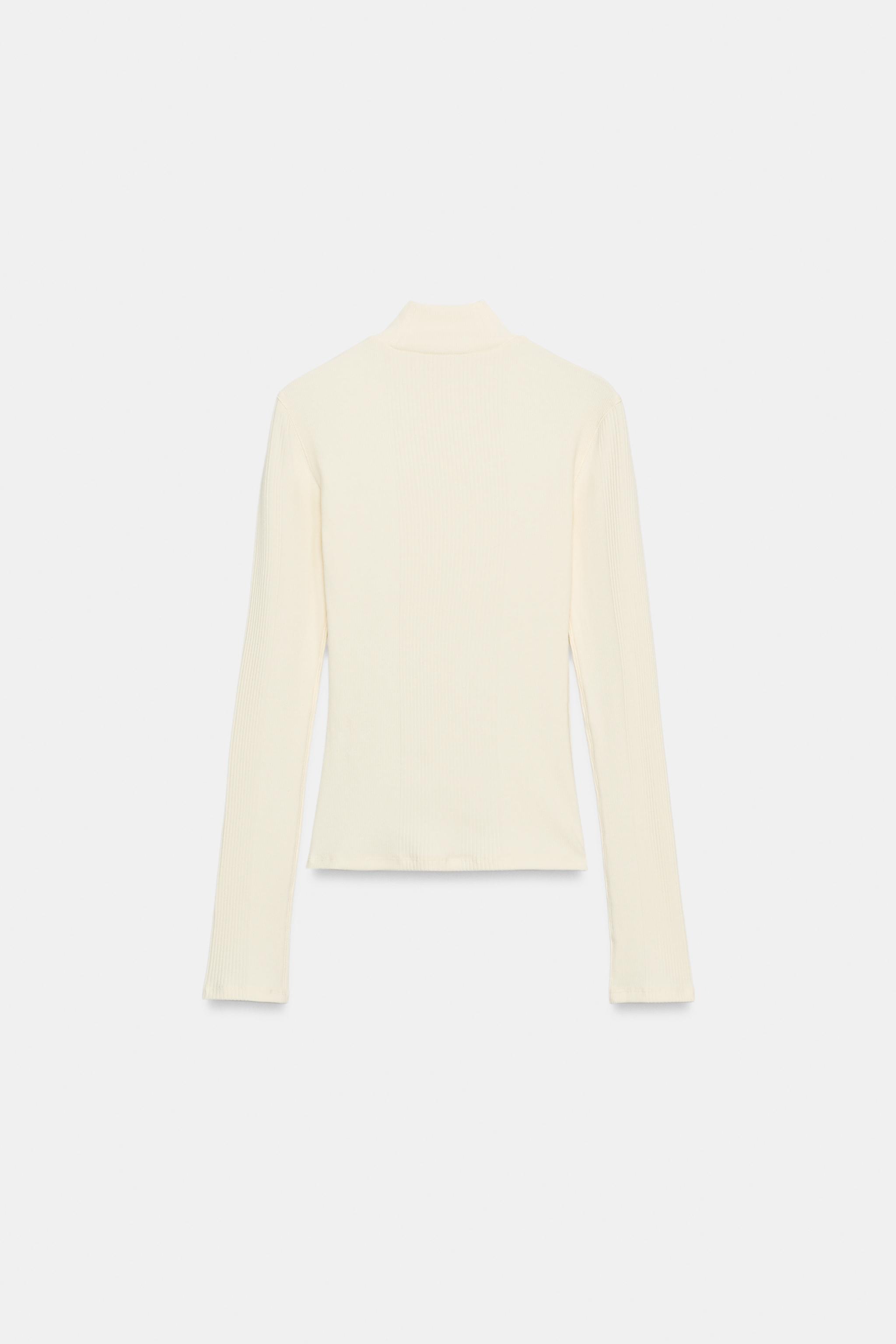 RIB KNIT MOCK NECK T-SHIRT