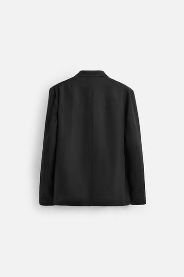 BLAZER RELAXED FIT COSTUME 100 % LIN - Noir de Zara - Image 3