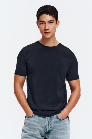 Zara 基本款修身版 T 恤 /01 - 海藍色