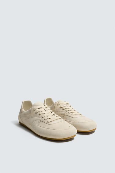 LEATHER TRAINERS - Bone White by Zara