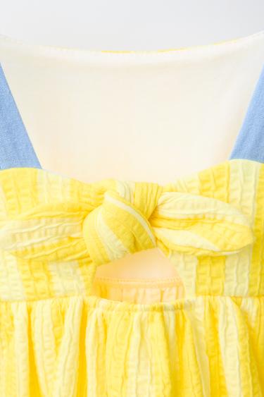 ROBE IMPRIMÉE ONDULINE CONTRASTANTE - Jaune citron de Zara - Image 3