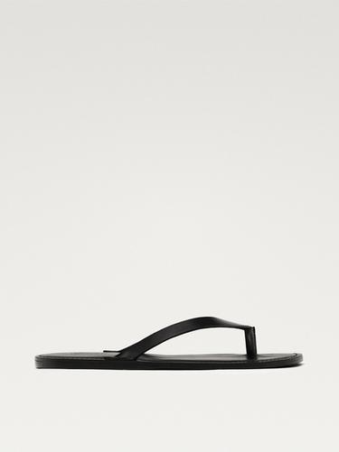 Zara Leather sandals with toe divider - Black