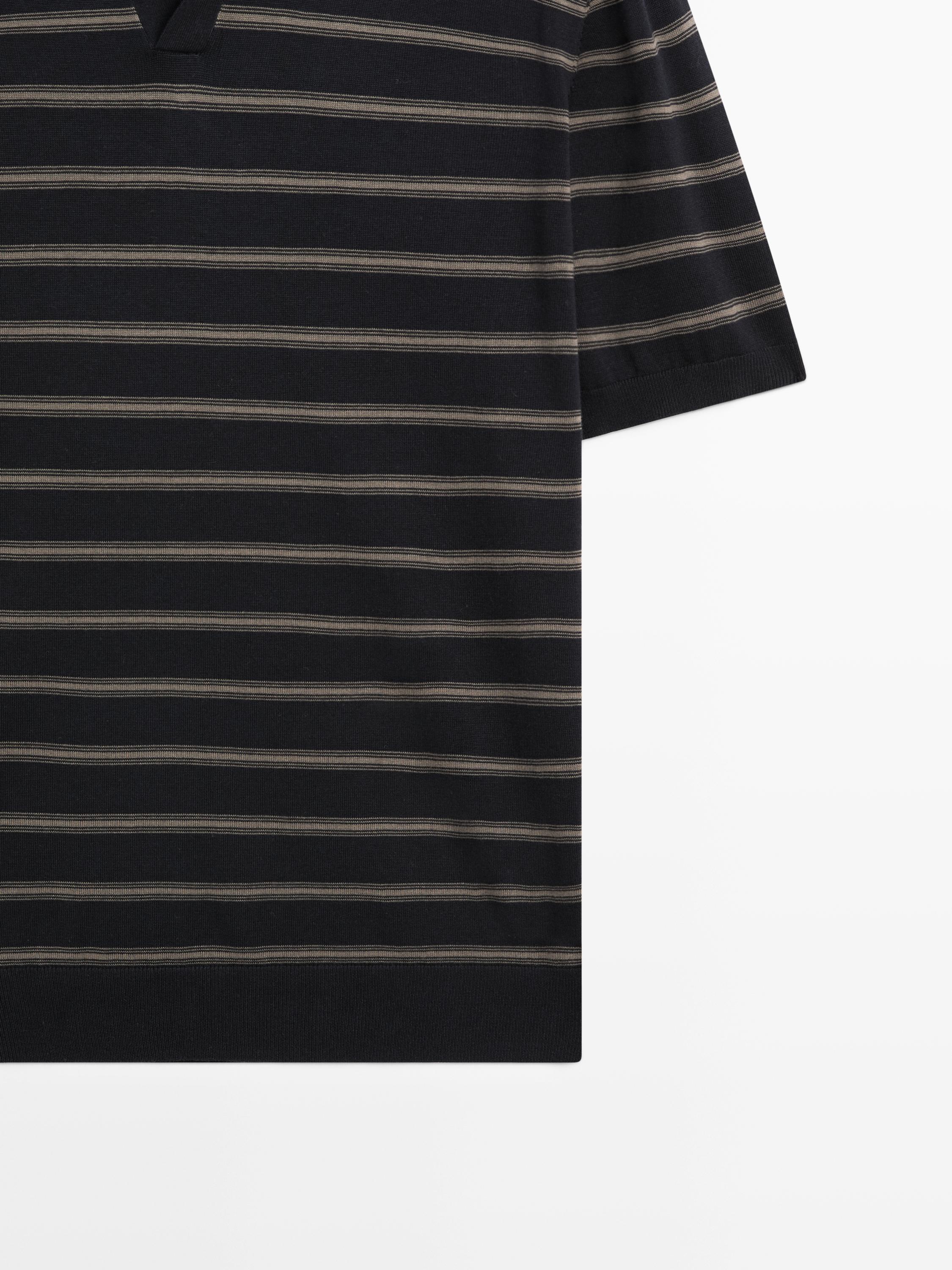 Knit polo shirt with contrast stripes
