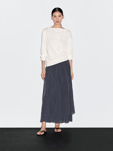 Zara Long flowing skirt with ruffles - Blue - Image 0
