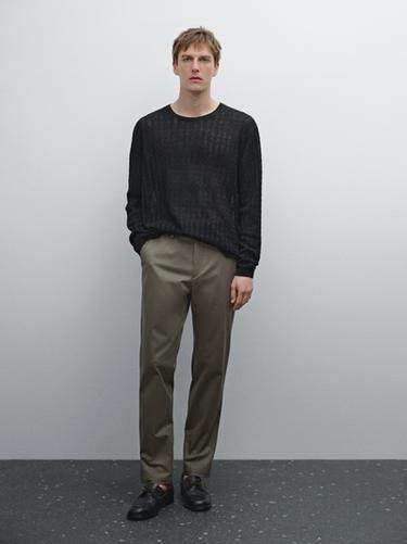 Pantalón slim fit mezcla algodón - Verde de Zara - Imagen 0